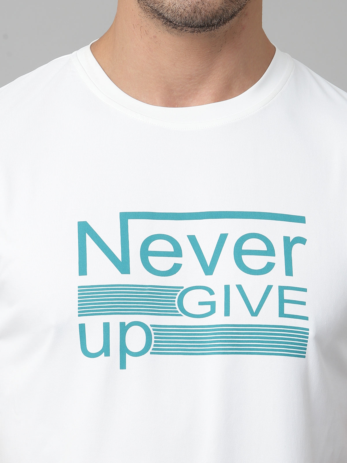JUMP USA Mens White Typography Printed Polyester T-shirt