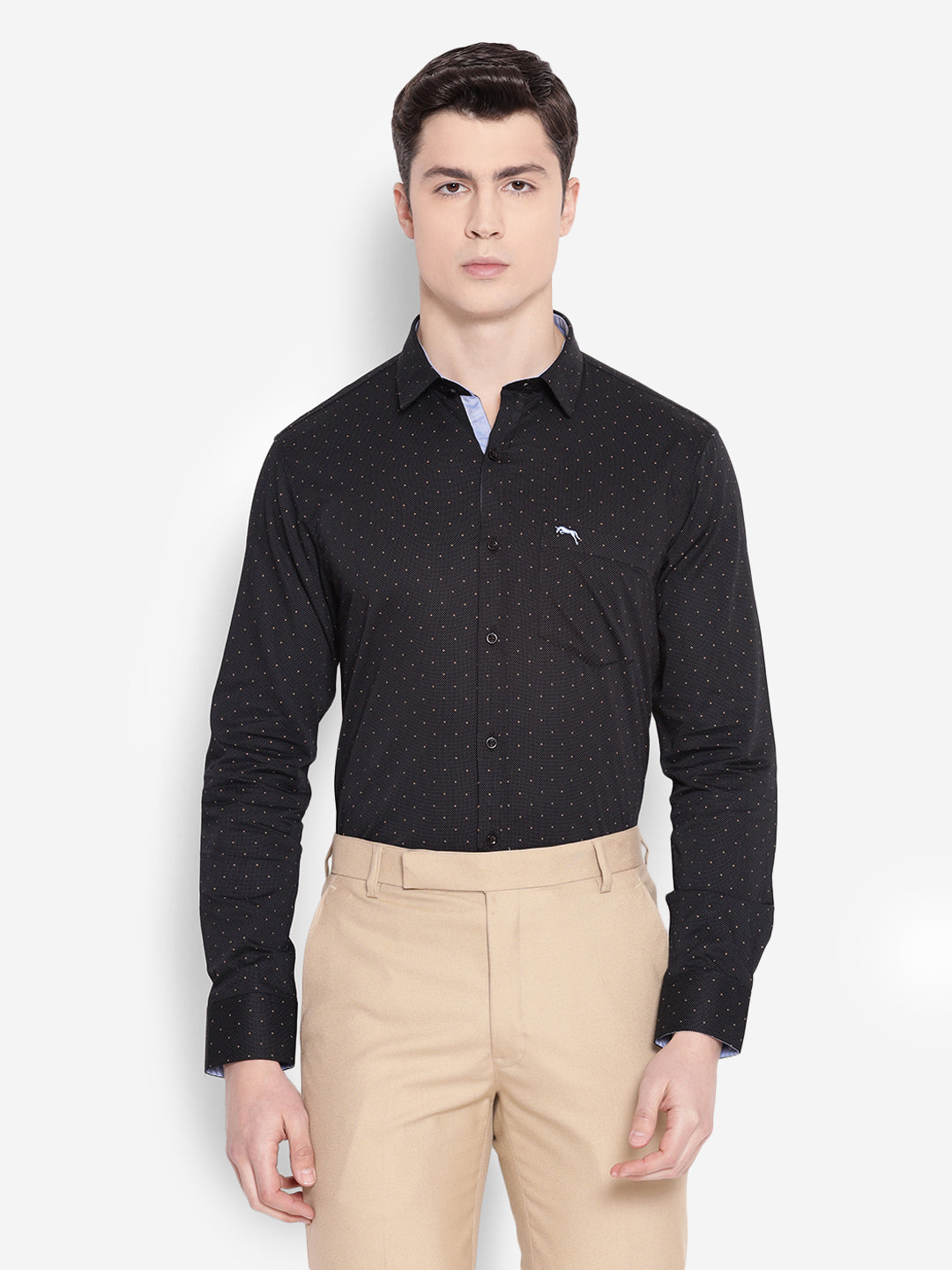 JUMP USA Men Black Solid Cotton Casual Shirts - JUMP USA