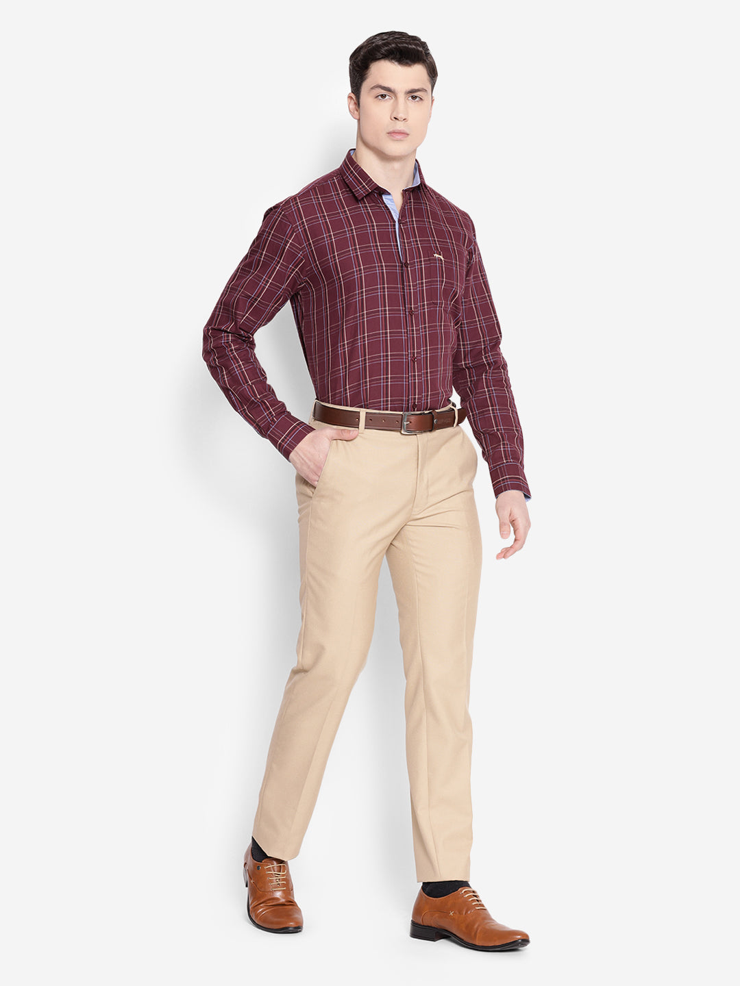 JUMP USA Men Tan Casual Regular Fit Trousers - JUMP USA