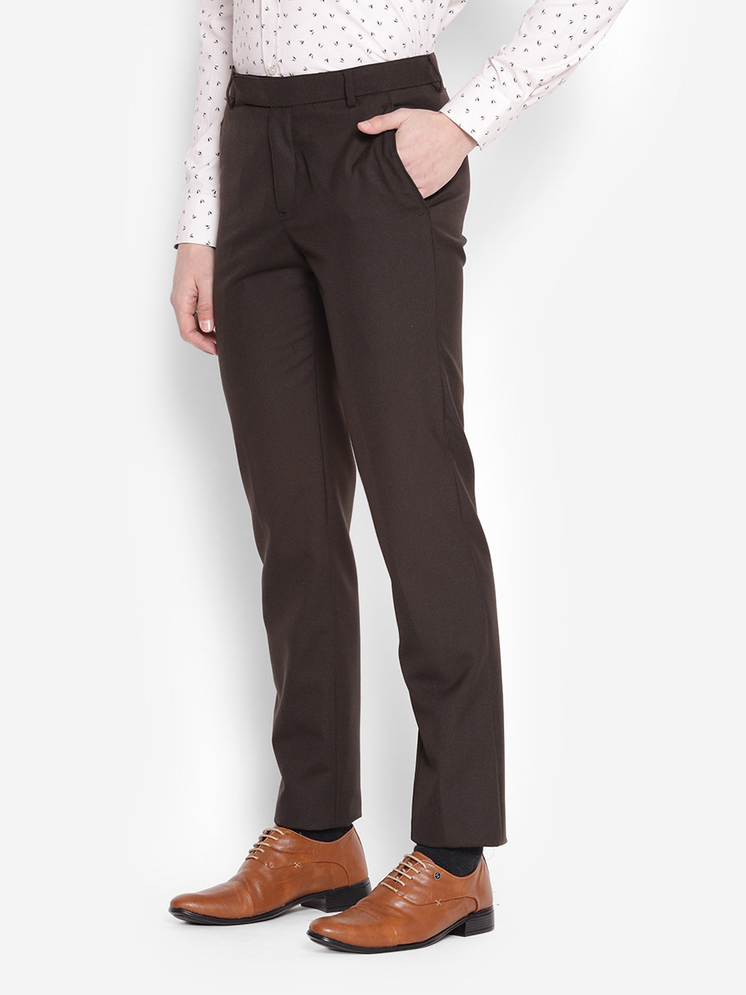 JUMP USA Men Chocolate Brown Casual Regular Fit Trousers - JUMP USA