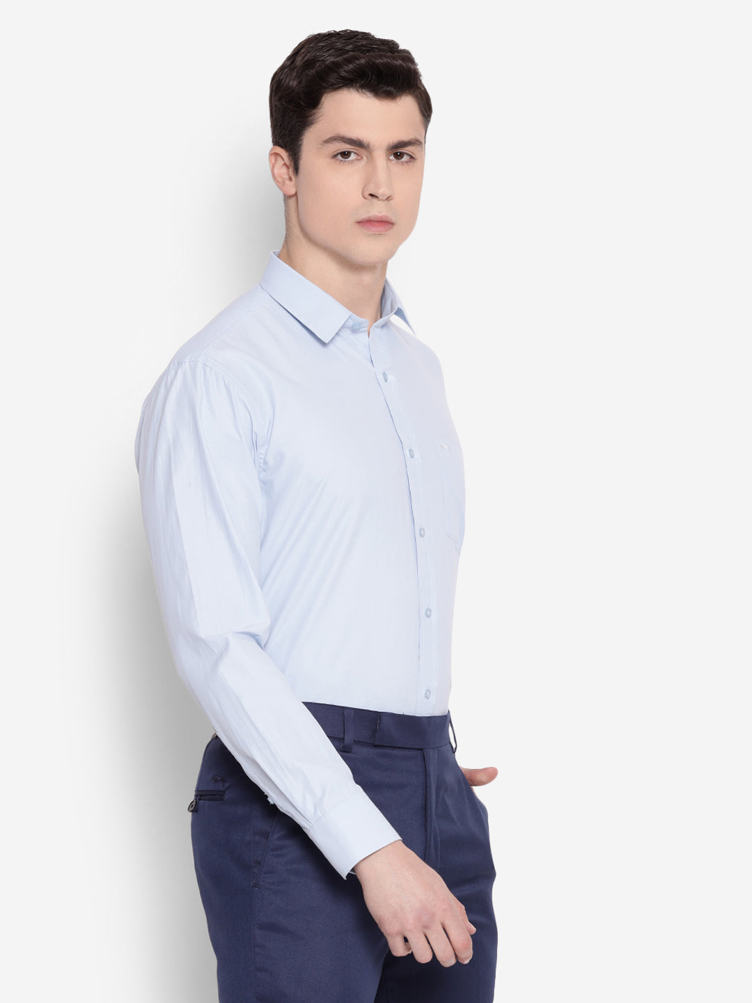 JUMP USA Men Light Blue Solid PolyCotton Formal Shirts - JUMP USA