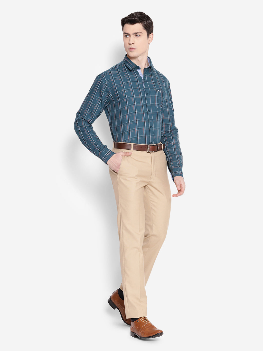 JUMP USA Men Denim Blue Solid Cotton Casual Shirts - JUMP USA