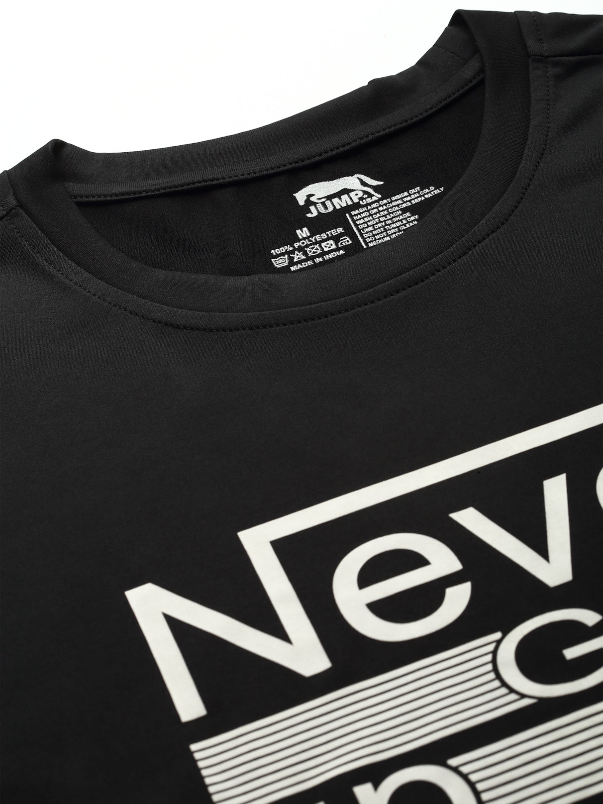 JUMP USA Mens Black Typography Printed Polyester T-shirt