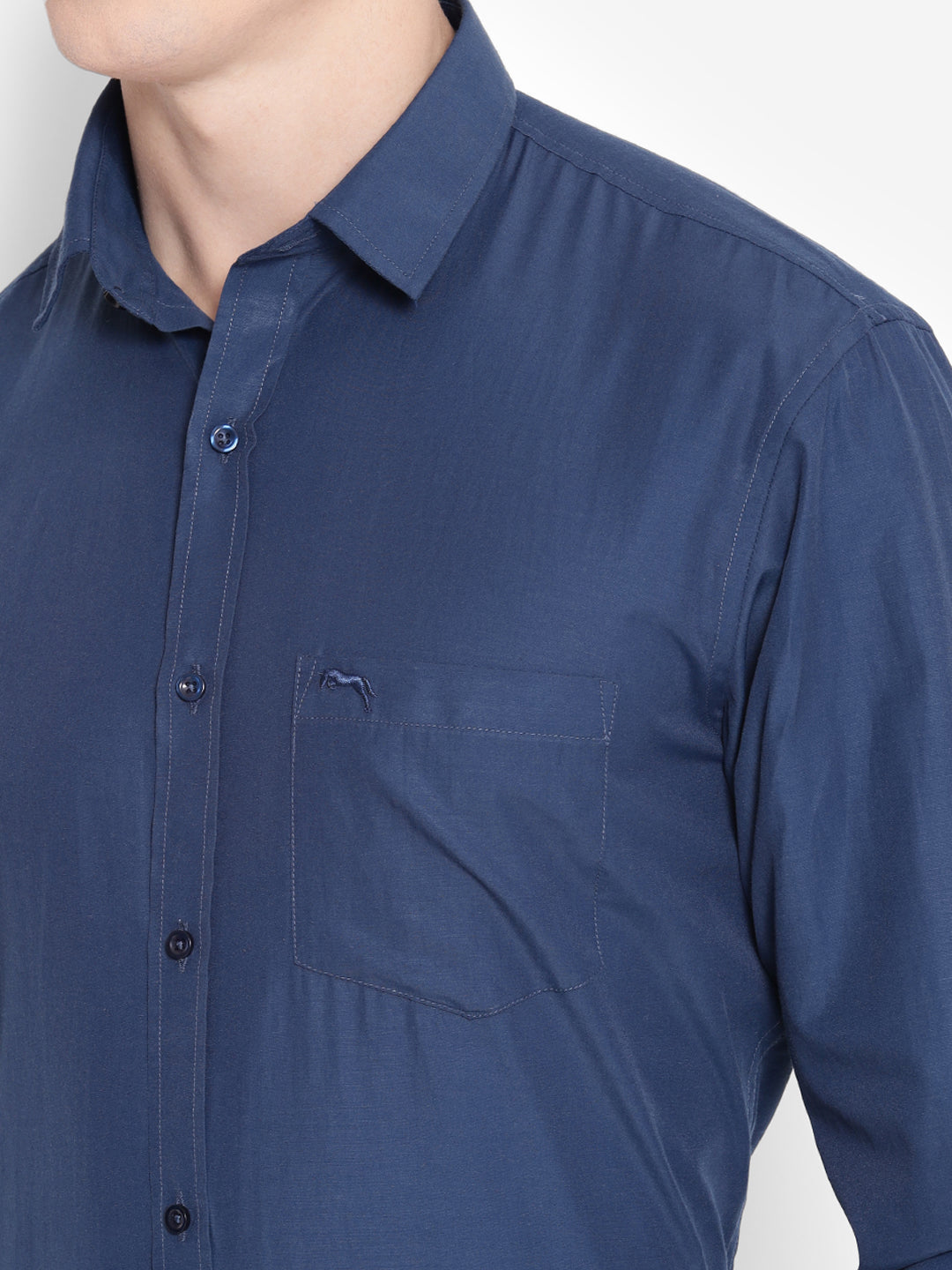 JUMP USA Men Blue Solid PolyCotton Formal Shirts