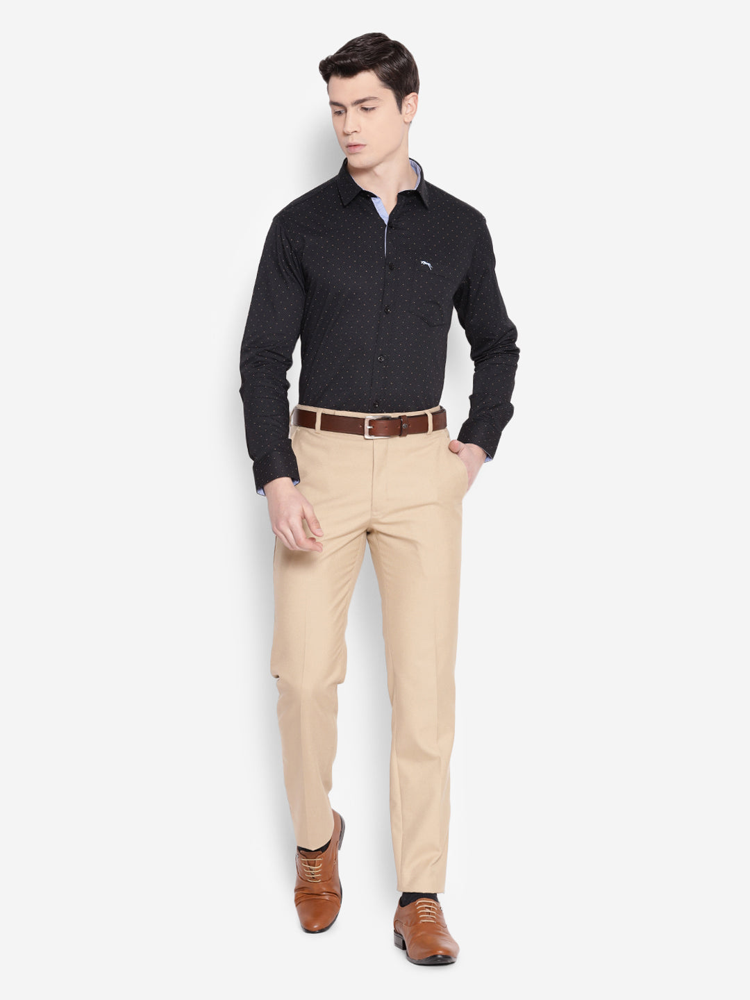 Black shirt sale and beige pants