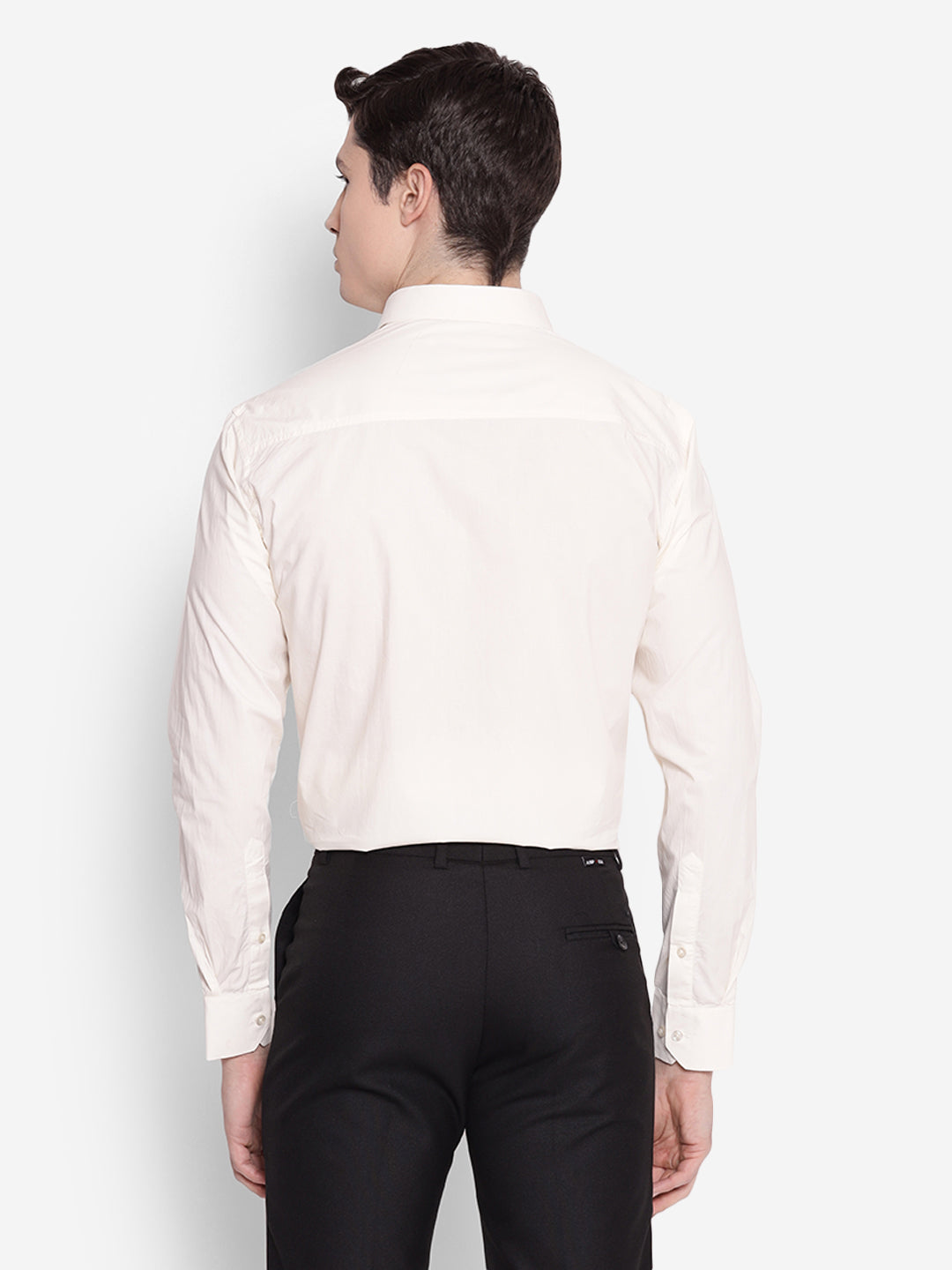 JUMP USA Men Cream Solid Cotton Formal Shirts