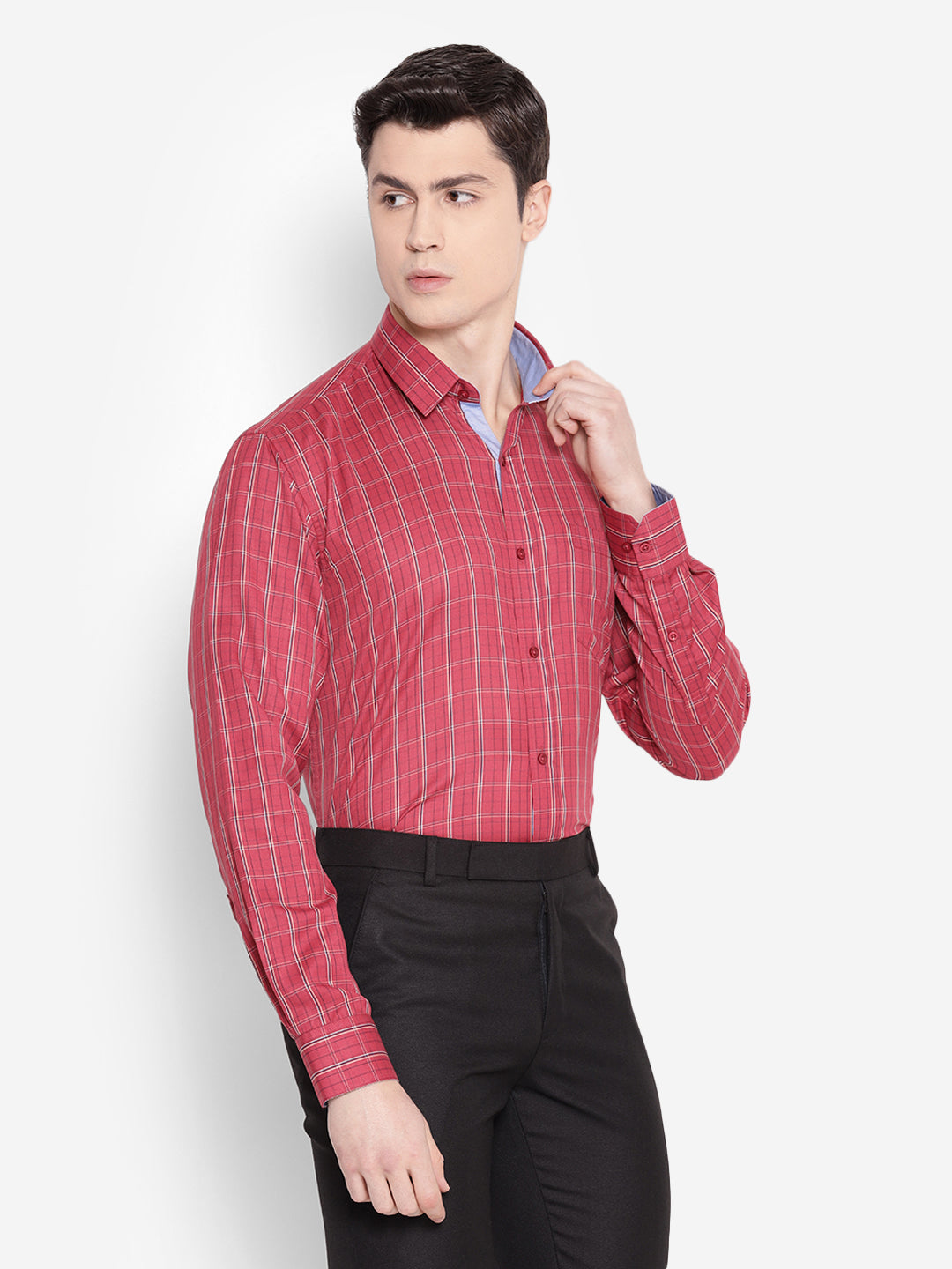JUMP USA Men Red Solid PolyCotton Casual Shirts - JUMP USA