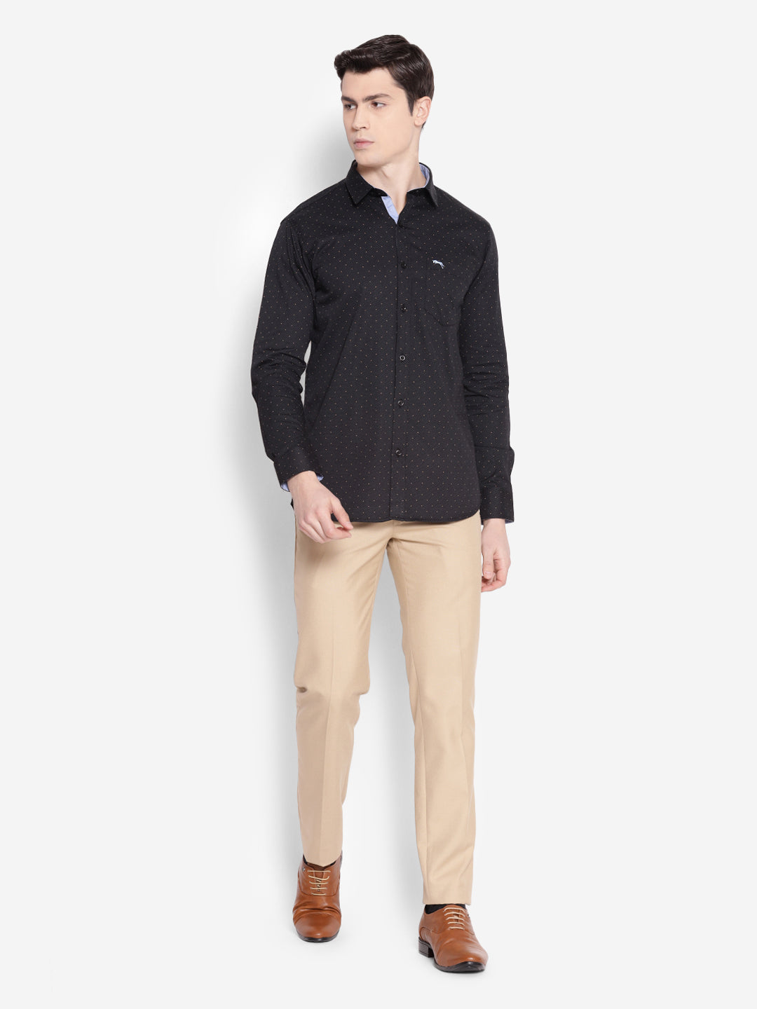 JUMP USA Men Black Solid Cotton Casual Shirts - JUMP USA