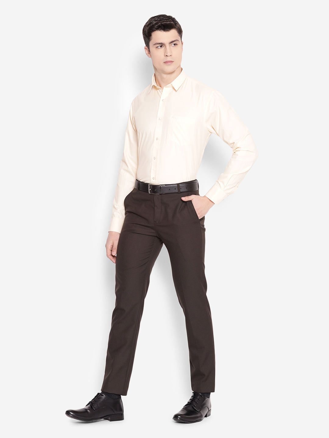 JUMP USA Men Beige Solid PolyCotton Formal Shirts - JUMP USA