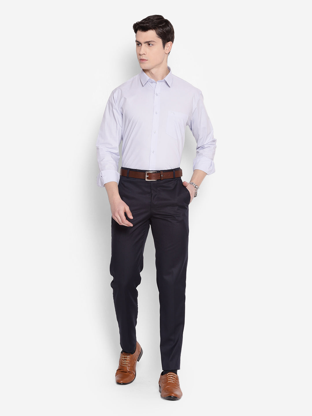 JUMP USA Men Navy Blue Casual Regular Fit Trousers - JUMP USA