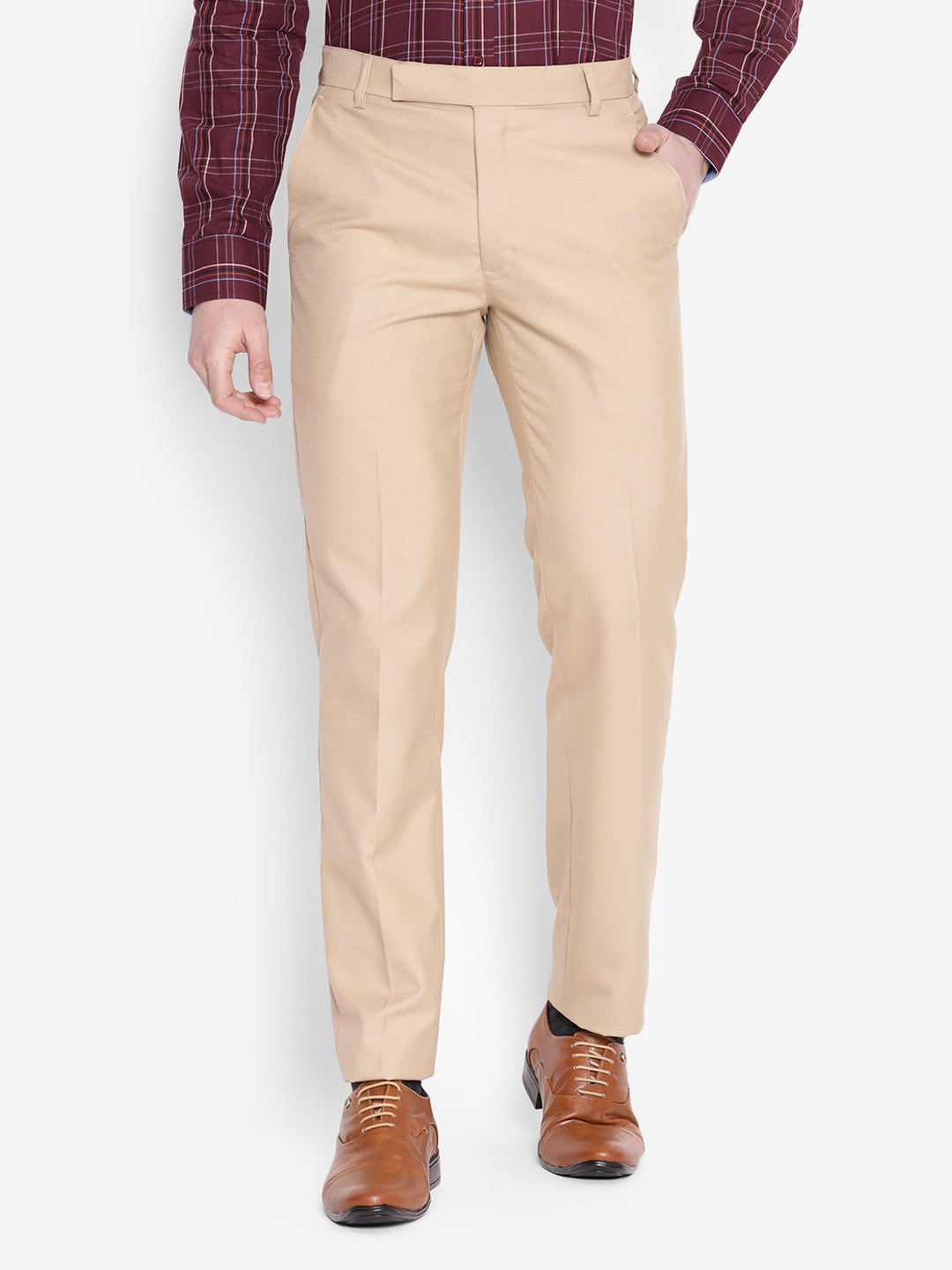 JUMP USA Men Tan Casual Regular Fit Trousers - JUMP USA