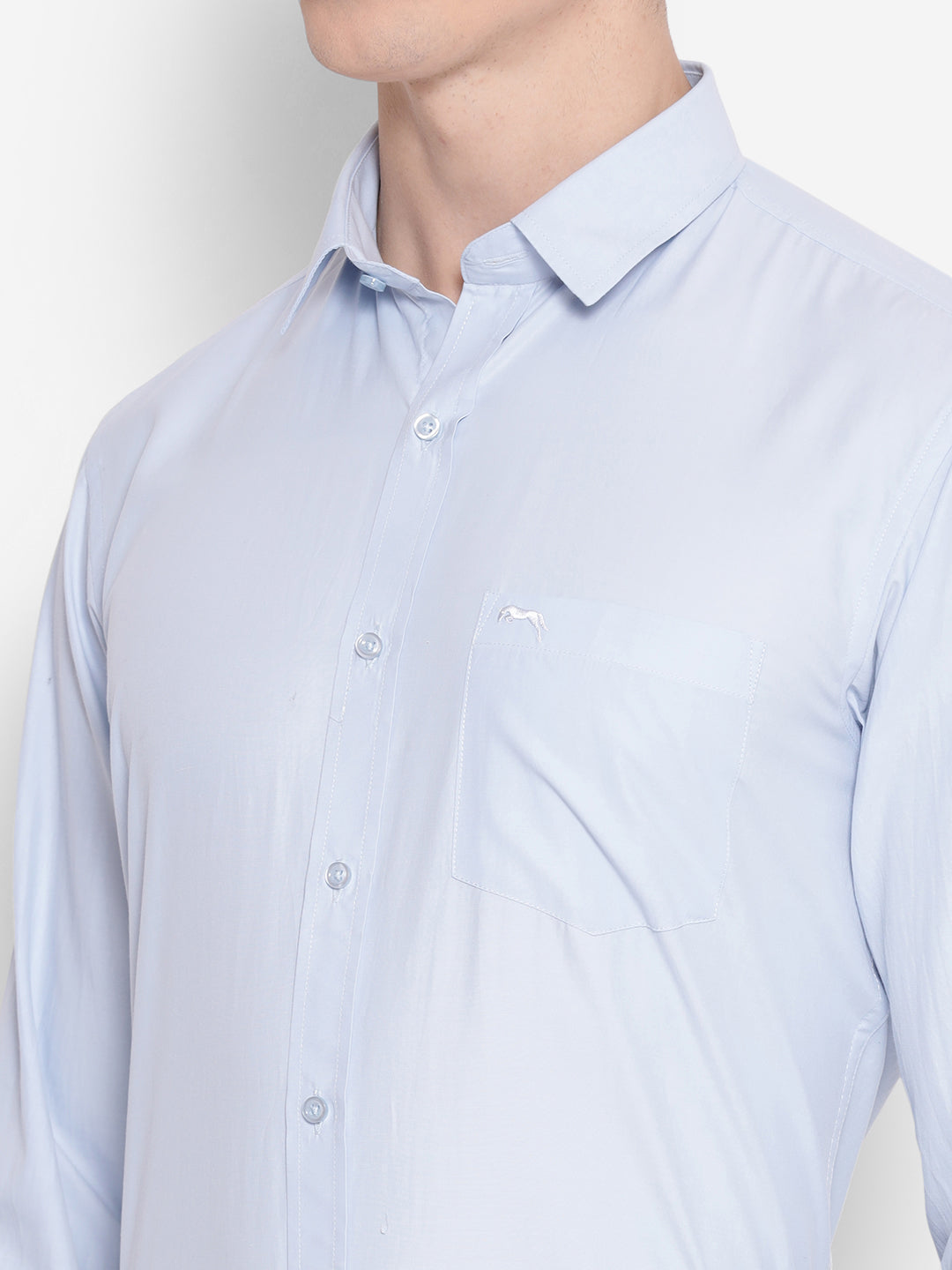 JUMP USA Men Blue Solid PolyCotton Formal Shirts