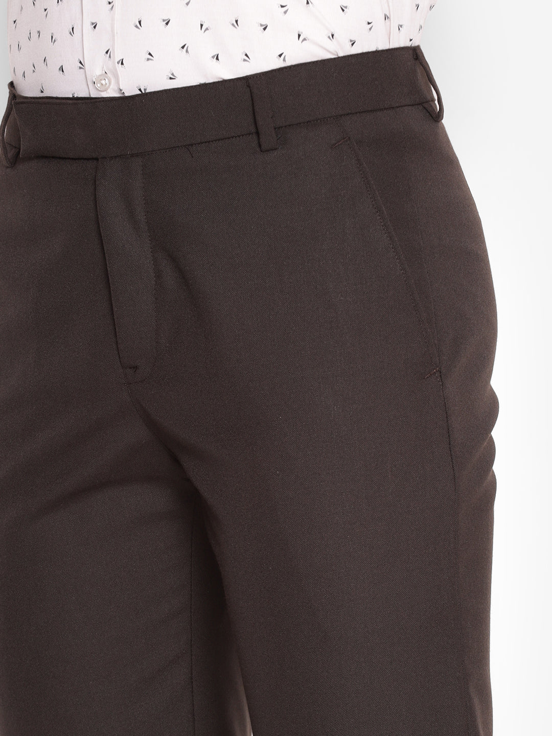 JUMP USA Men Chocolate Brown Casual Regular Fit Trousers - JUMP USA