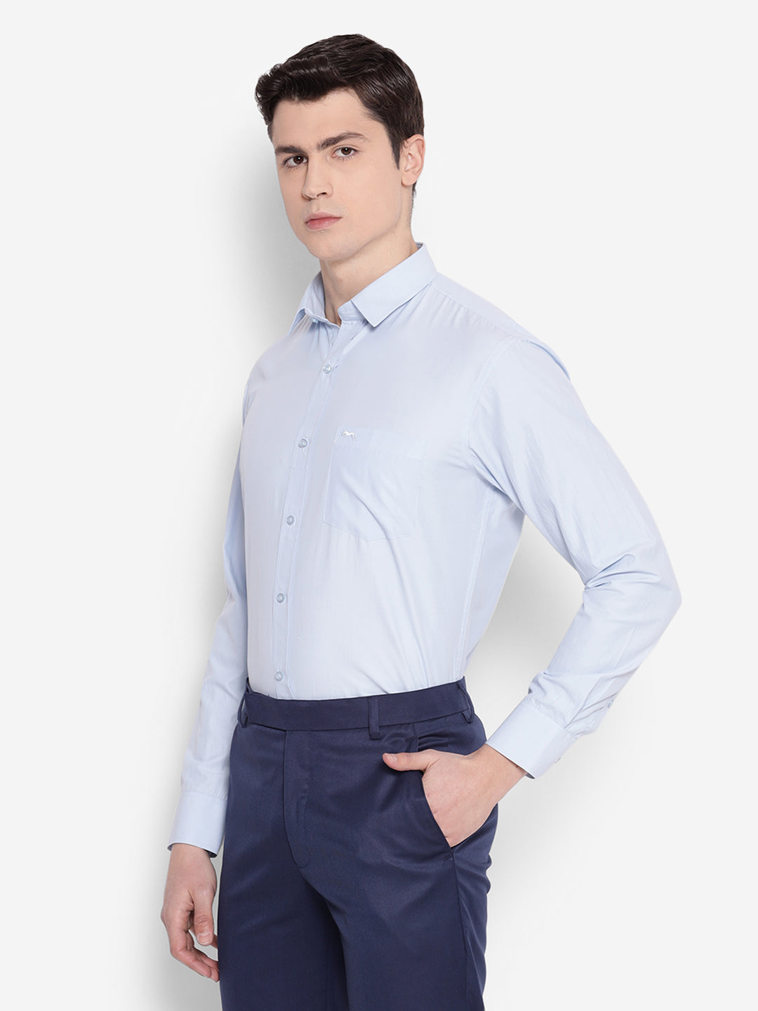 JUMP USA Men Light Blue Solid PolyCotton Formal Shirts - JUMP USA