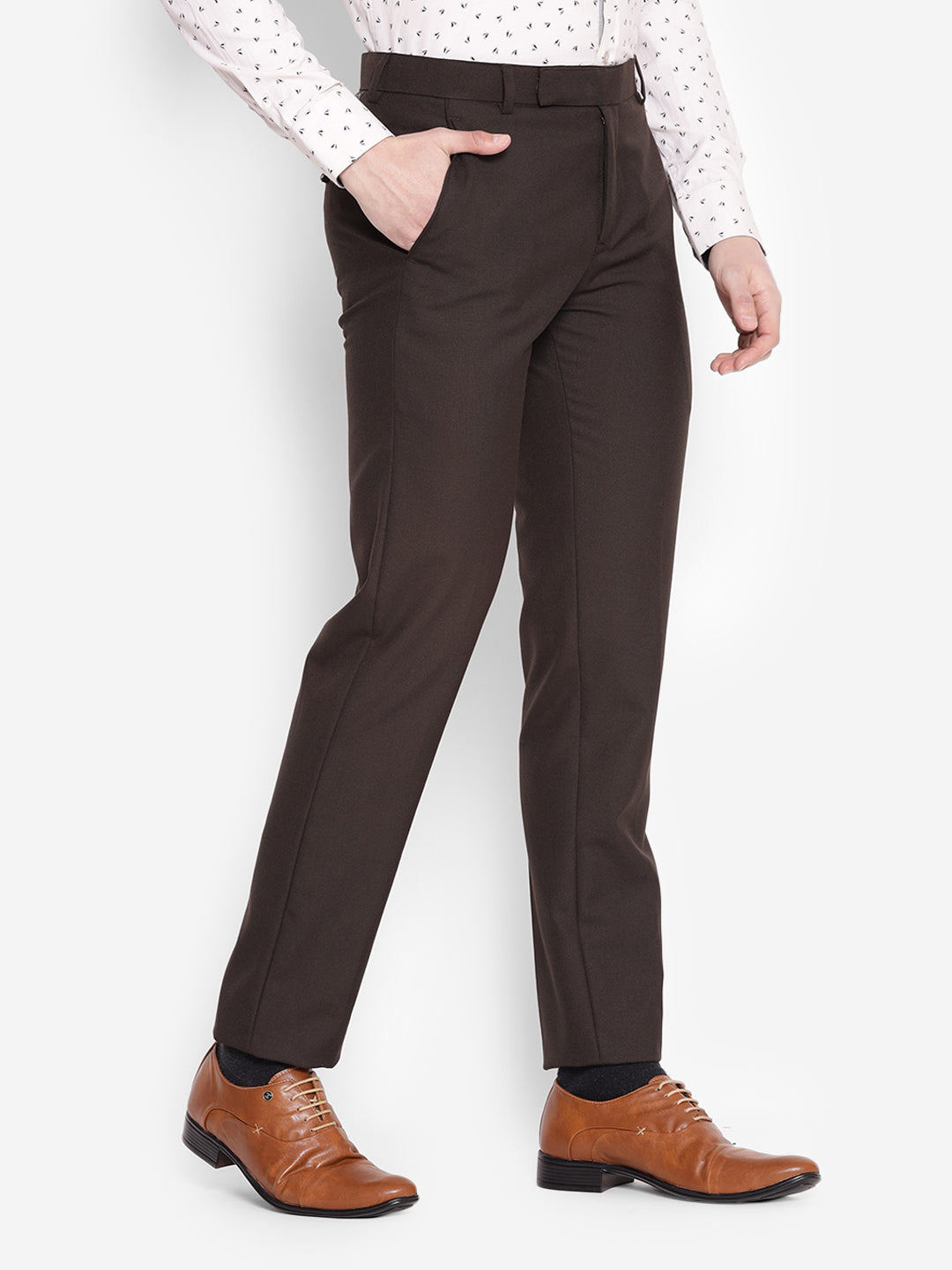 JUMP USA Men Chocolate Brown Casual Regular Fit Trousers - JUMP USA