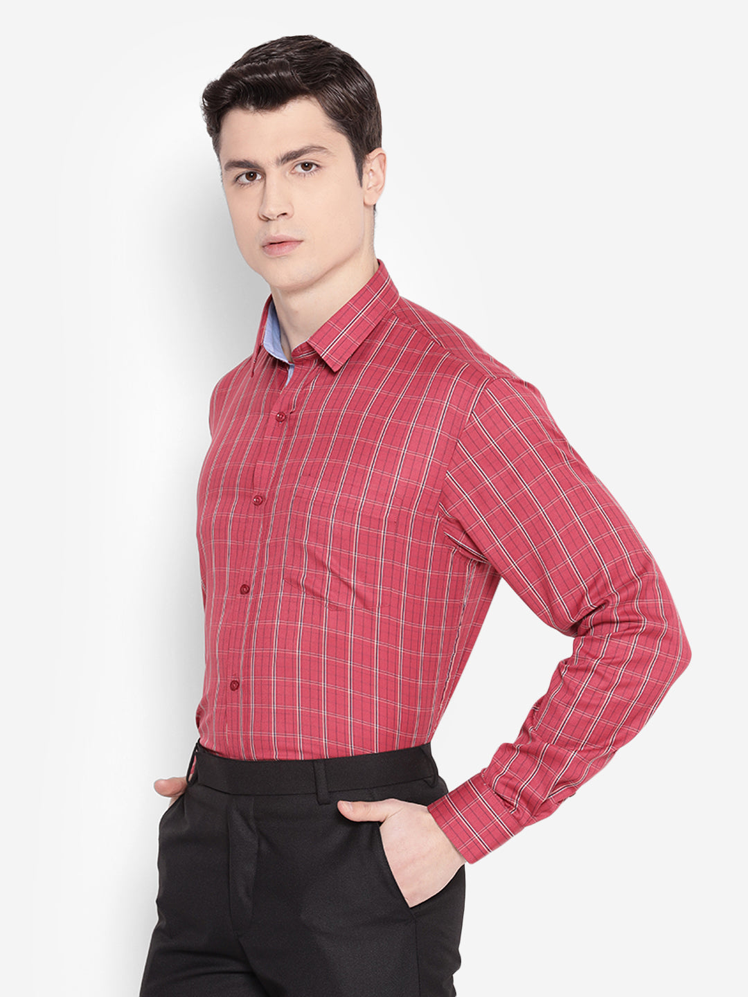 JUMP USA Men Red Solid PolyCotton Casual Shirts - JUMP USA