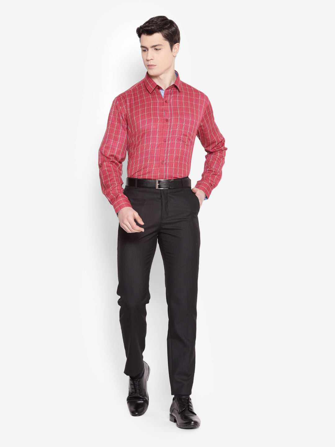 JUMP USA Men Red Solid PolyCotton Casual Shirts - JUMP USA