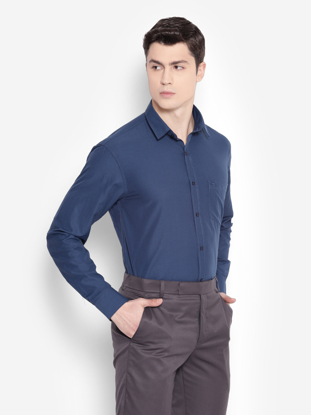 JUMP USA Men Blue Solid PolyCotton Formal Shirts - JUMP USA