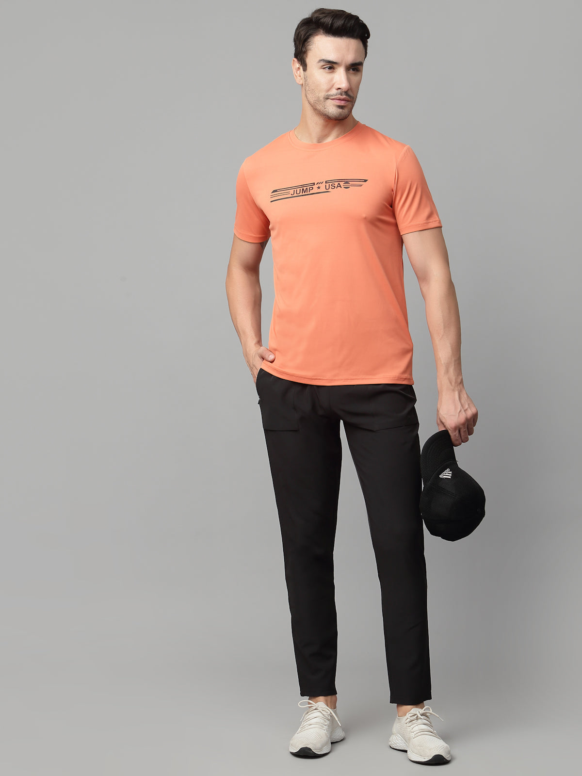 JUMP USA Mens Coral Typography Printed Polyester T-shirt