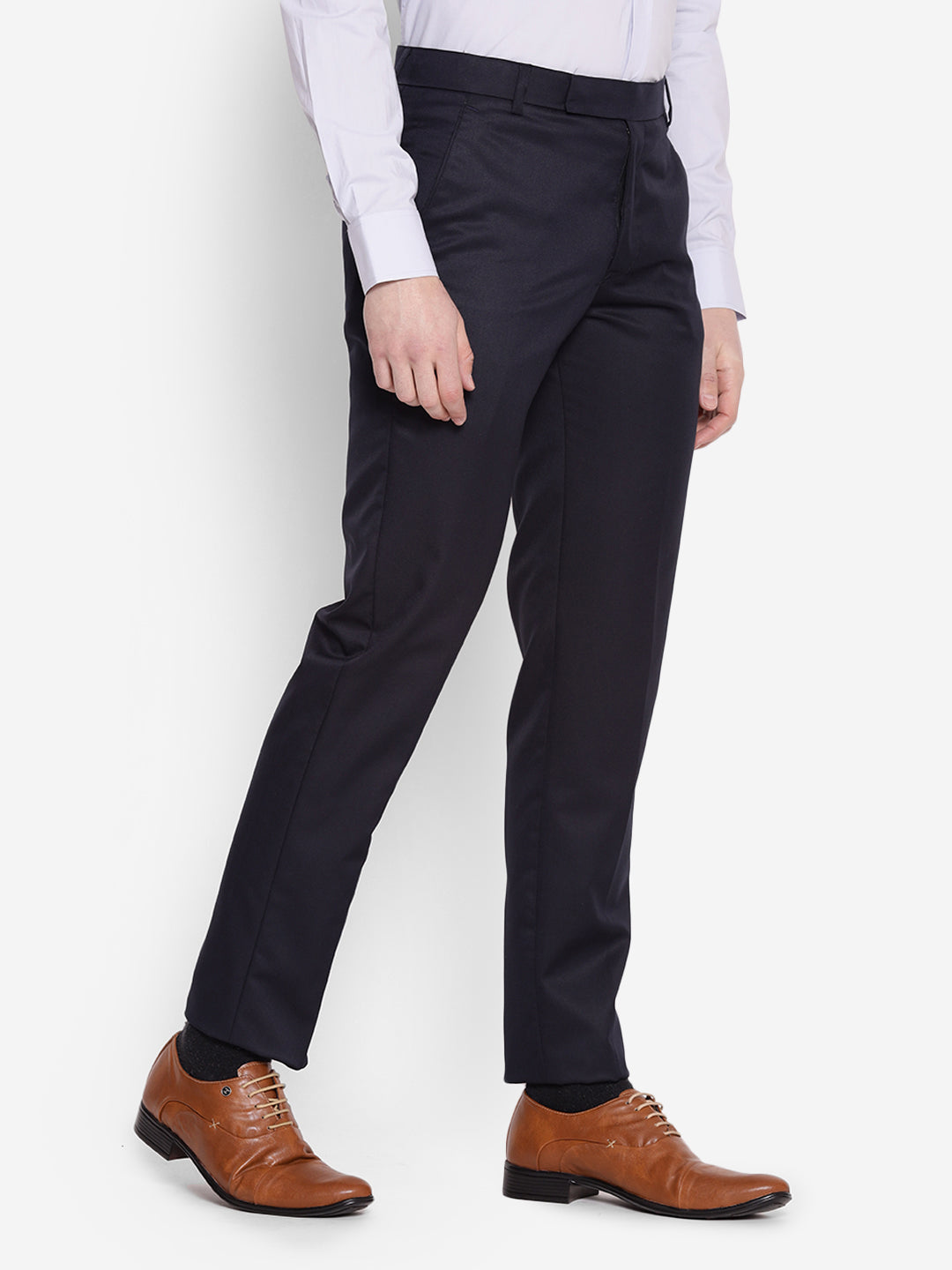 JUMP USA Men Navy Blue Casual Regular Fit Trousers - JUMP USA