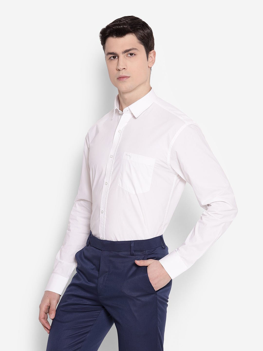 JUMP USA Men White Solid PolyCotton Formal Shirts - JUMP USA