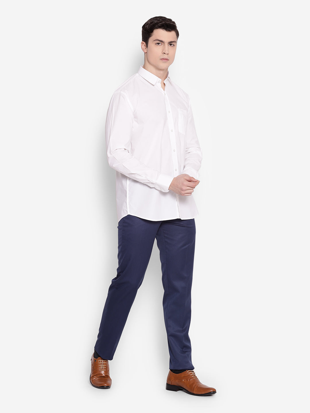 JUMP USA Men White Solid PolyCotton Formal Shirts - JUMP USA