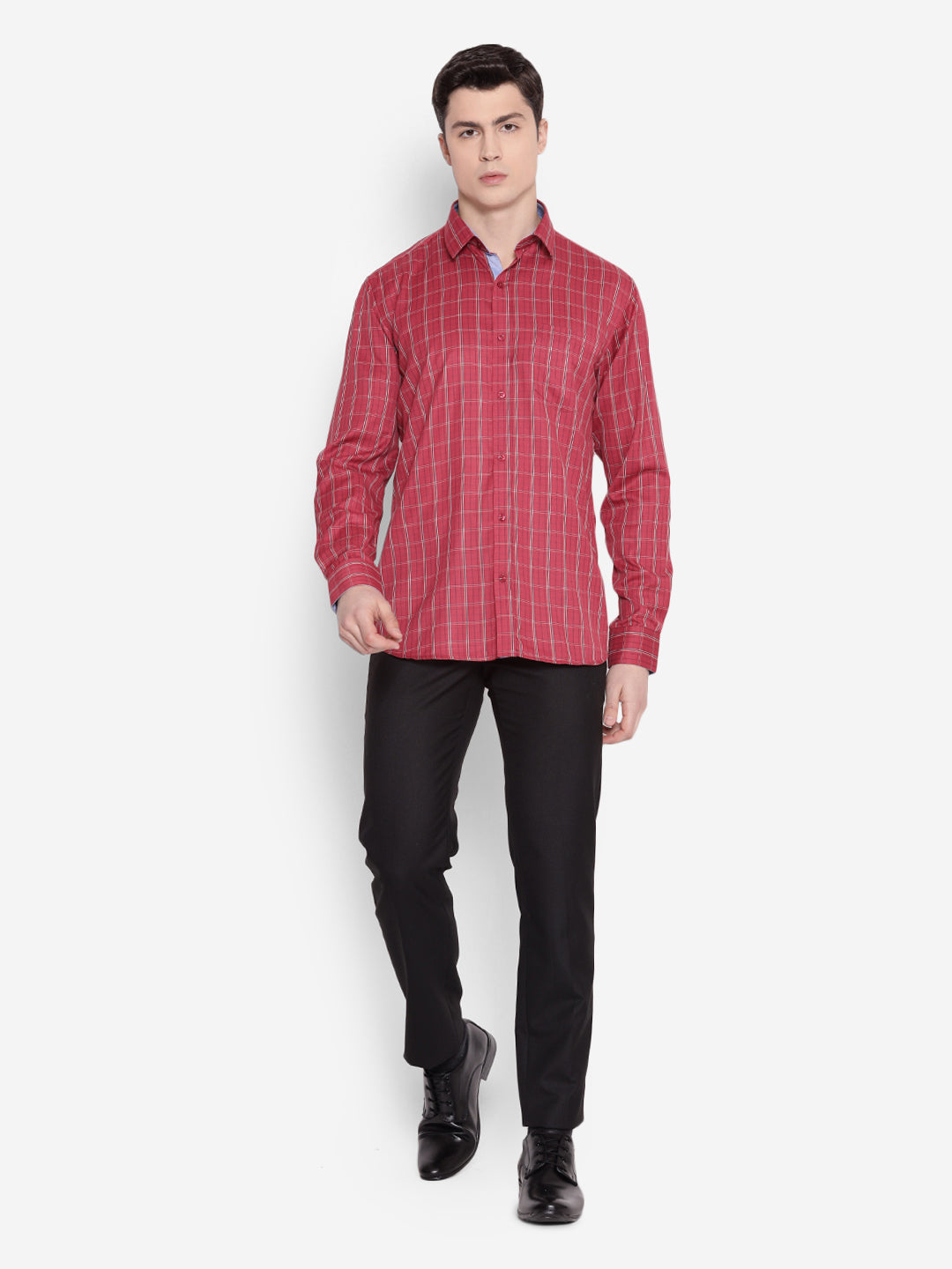 JUMP USA Men Red Solid PolyCotton Casual Shirts - JUMP USA