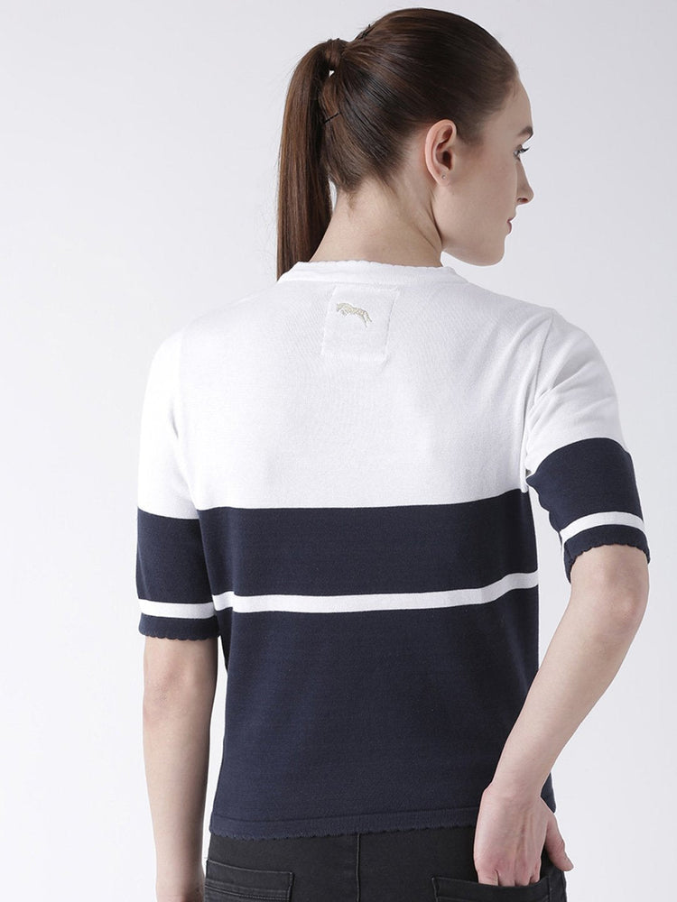 Women Cotton Casual Half Sleeve Navy Winter Sweaters - JUMP USA (1568774422570)