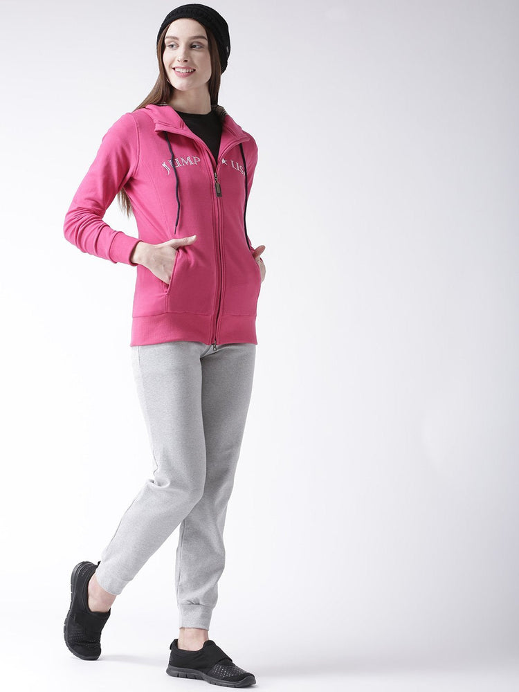 Women Cotton Casual Long Sleeve Pink Winter Sweatshirt - JUMP USA (1568775634986)