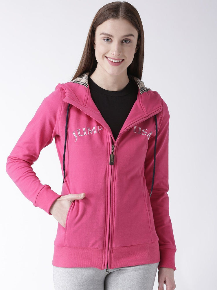 Women Cotton Casual Long Sleeve Pink Winter Sweatshirt - JUMP USA (1568775634986)