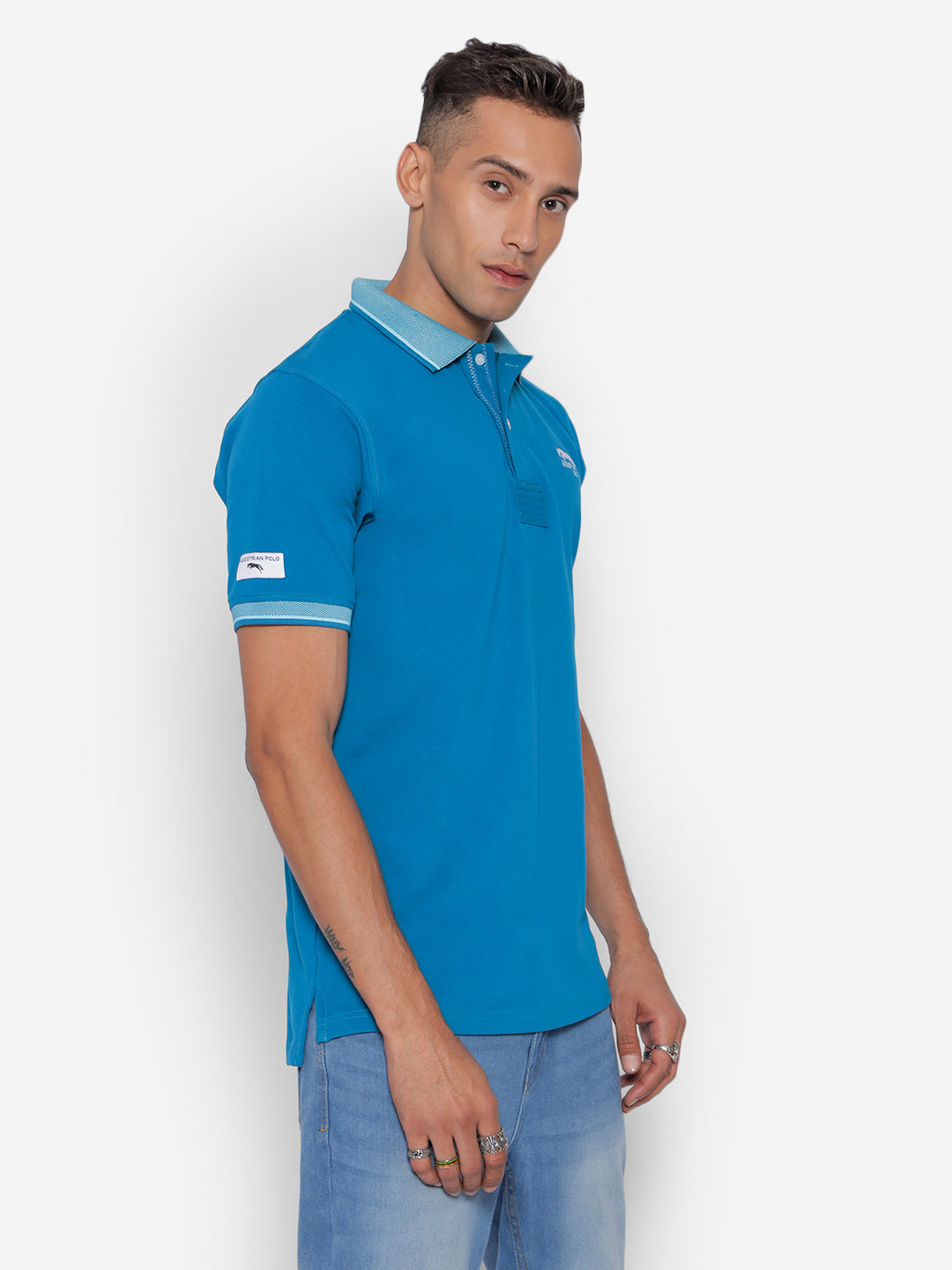 JUMP USA Men’s Solid Polo T-Shirt with Polo Collar