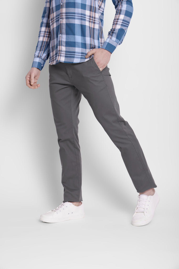 JUMP USA Men Charcoal Premium Cotton Slim Fit Sustainable Chinos