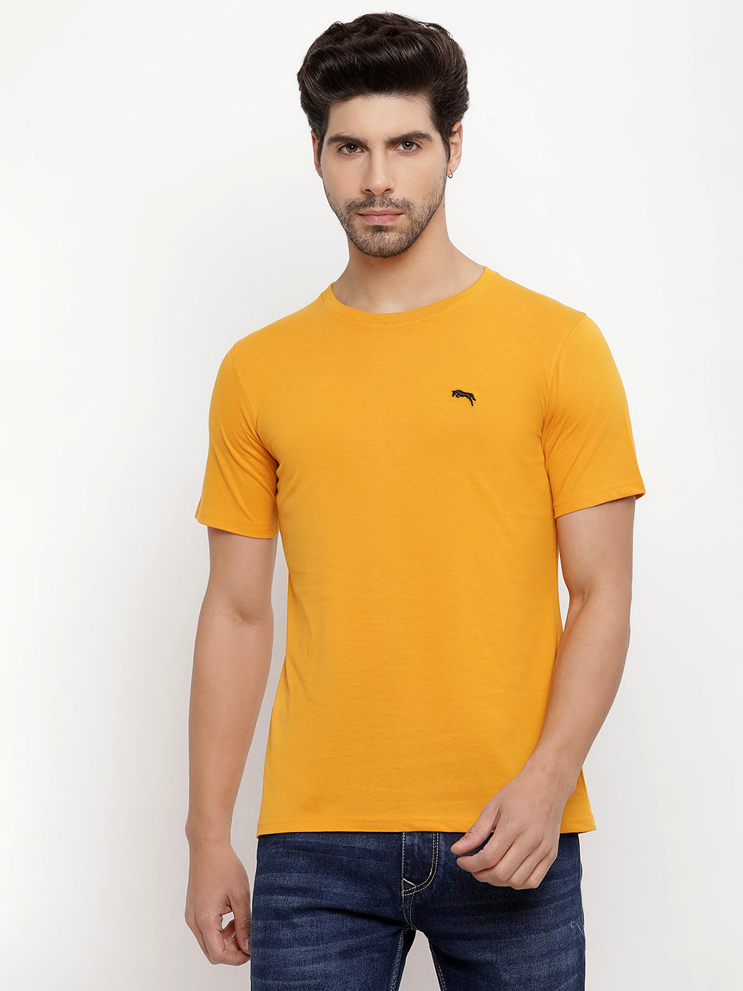 JUMP USA Unisex Solid Round Neck Cotton T-shirt