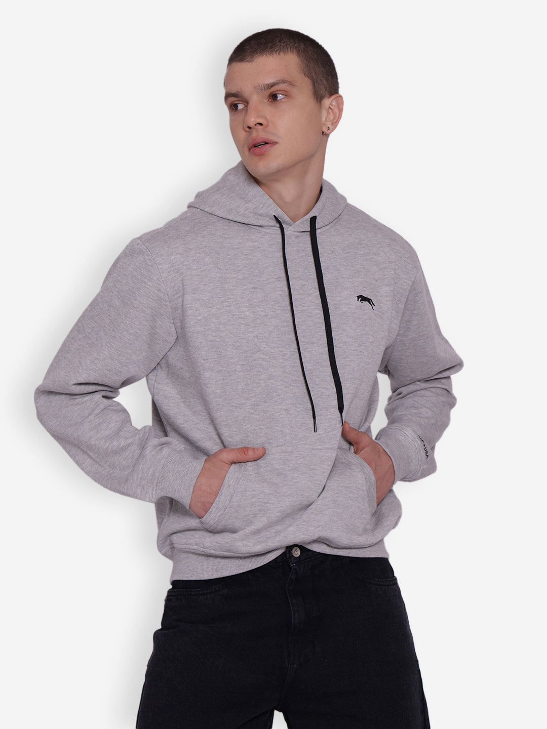 JUMP USA Mens Solid Grey Hoodie