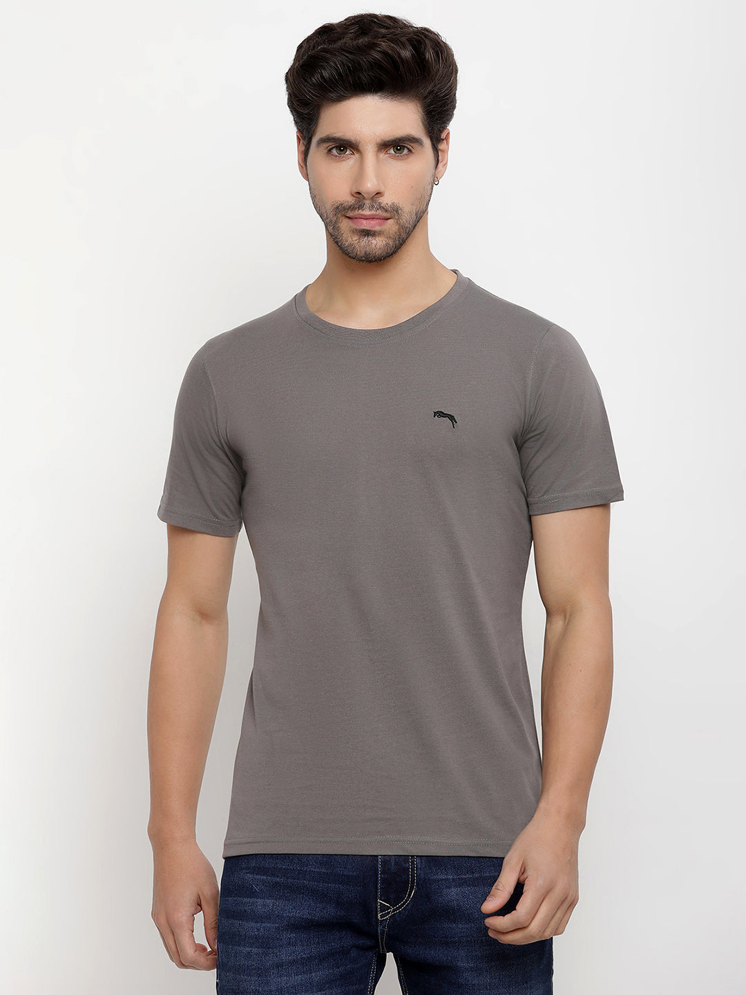 JUMP USA Men's Solid Round Neck T-shirt