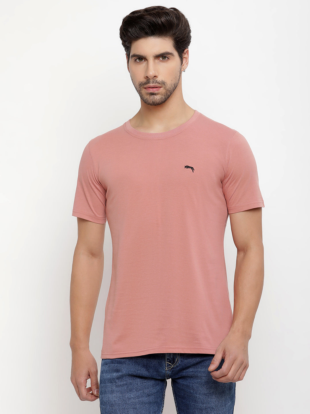 JUMP USA Men's Solid Round Neck T-shirt