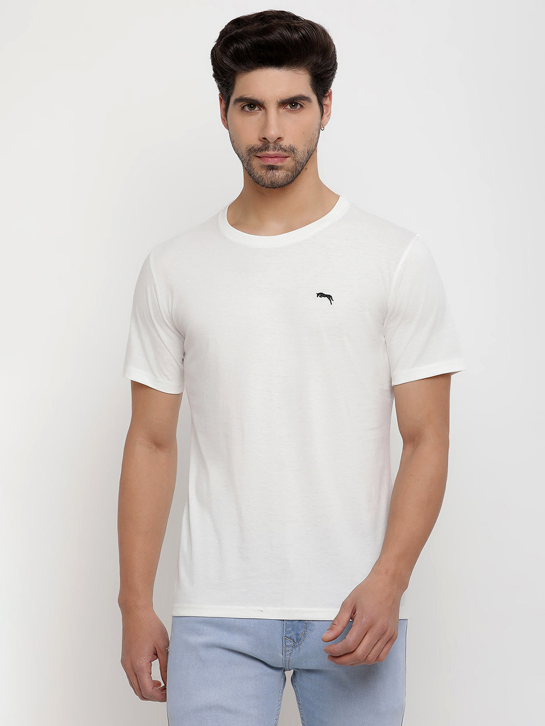 JUMP USA Unisex Solid Round Neck Cotton T-shirt