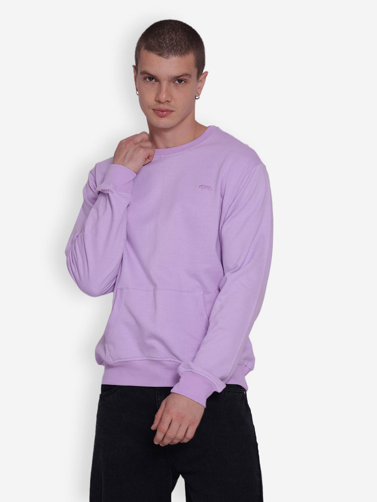 JUMP USA Men's Solid Lavender Pullover Sweatshirt