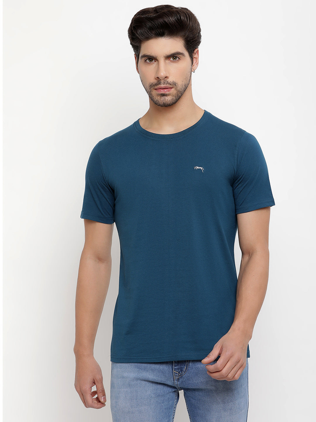 JUMP USA Men's Solid Round Neck T-shirt
