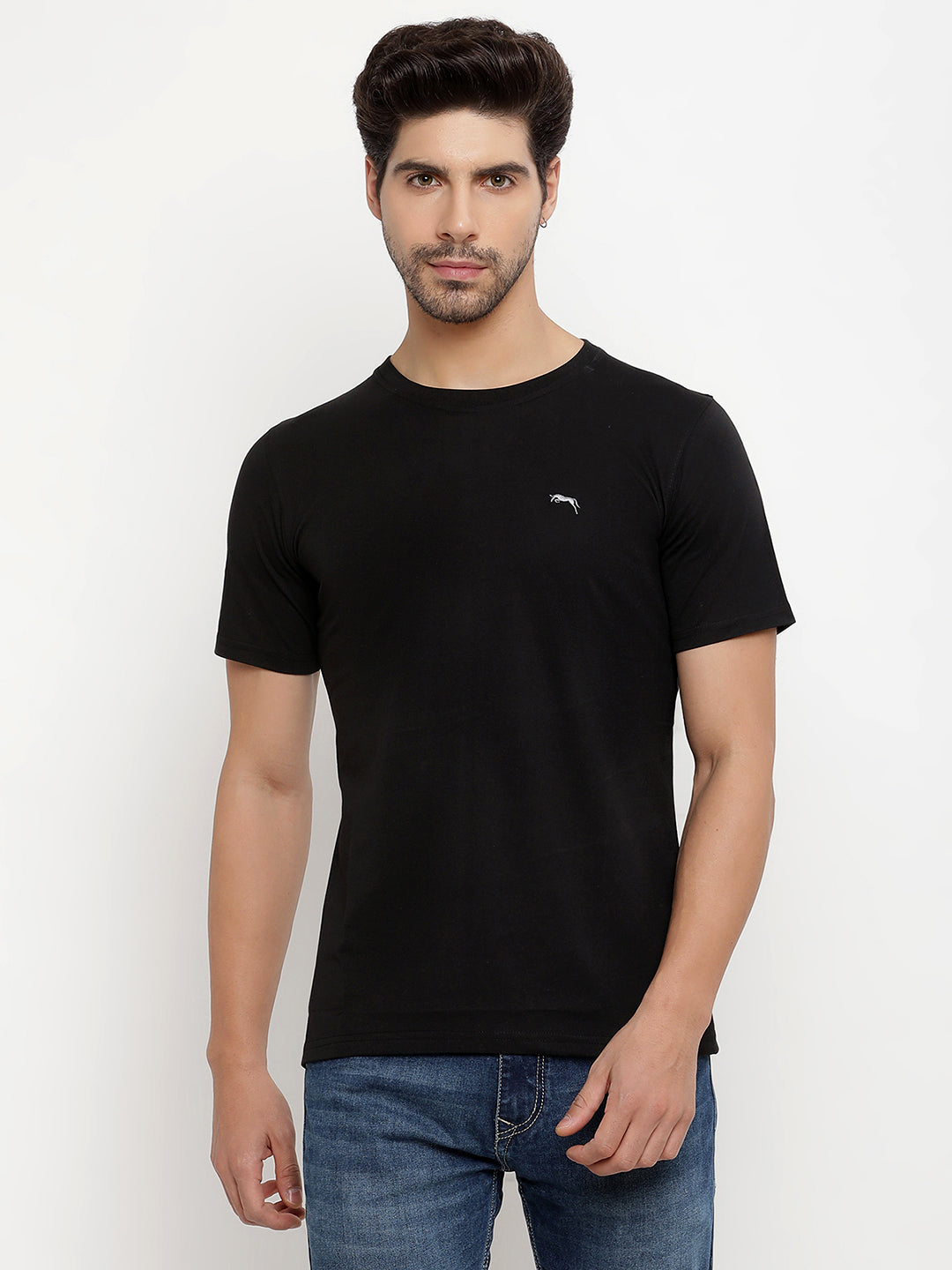 JUMP USA Men's Solid Round Neck T-shirt
