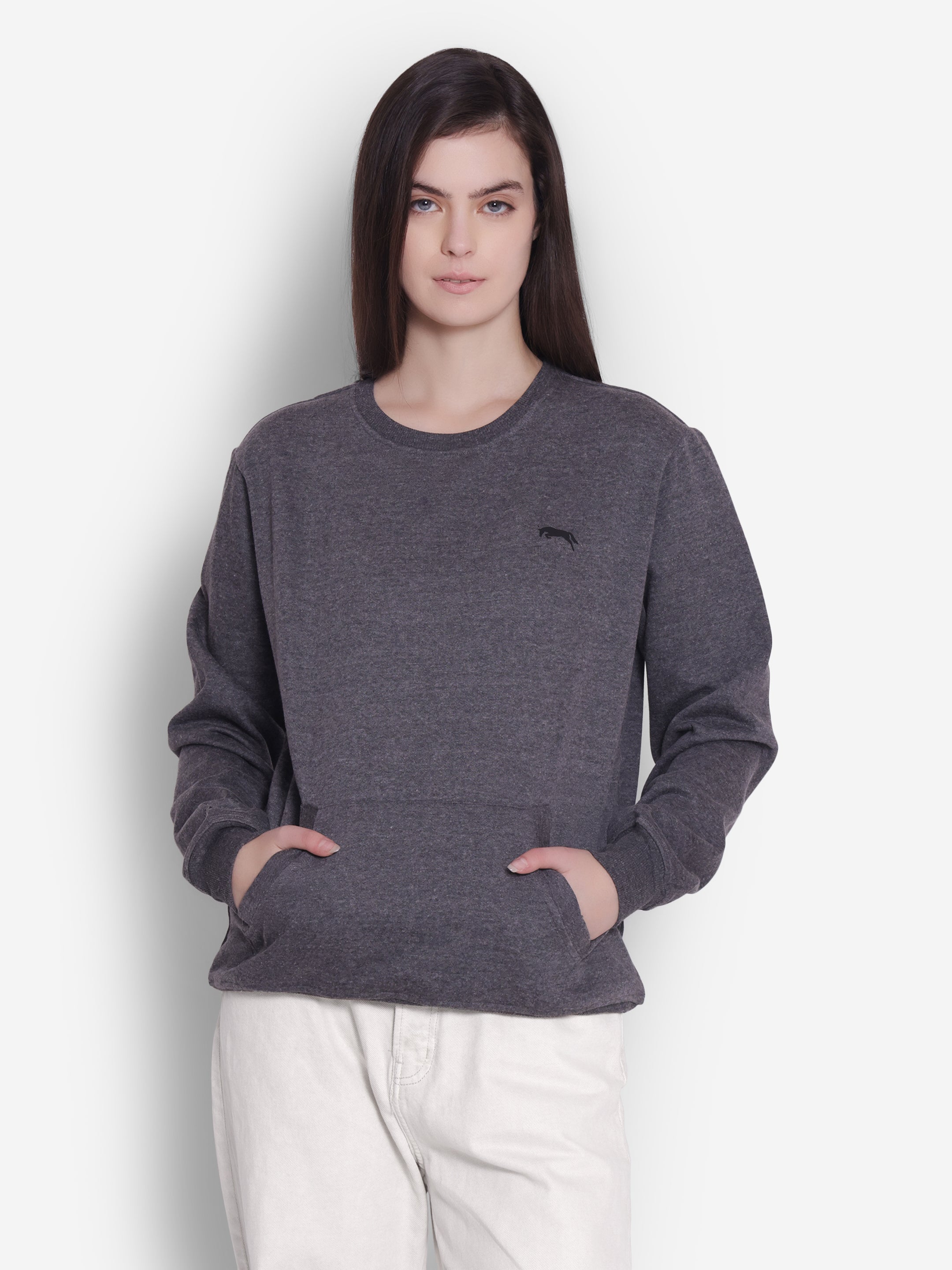 JUMP USA Women Solid Pullover Sweatshirt