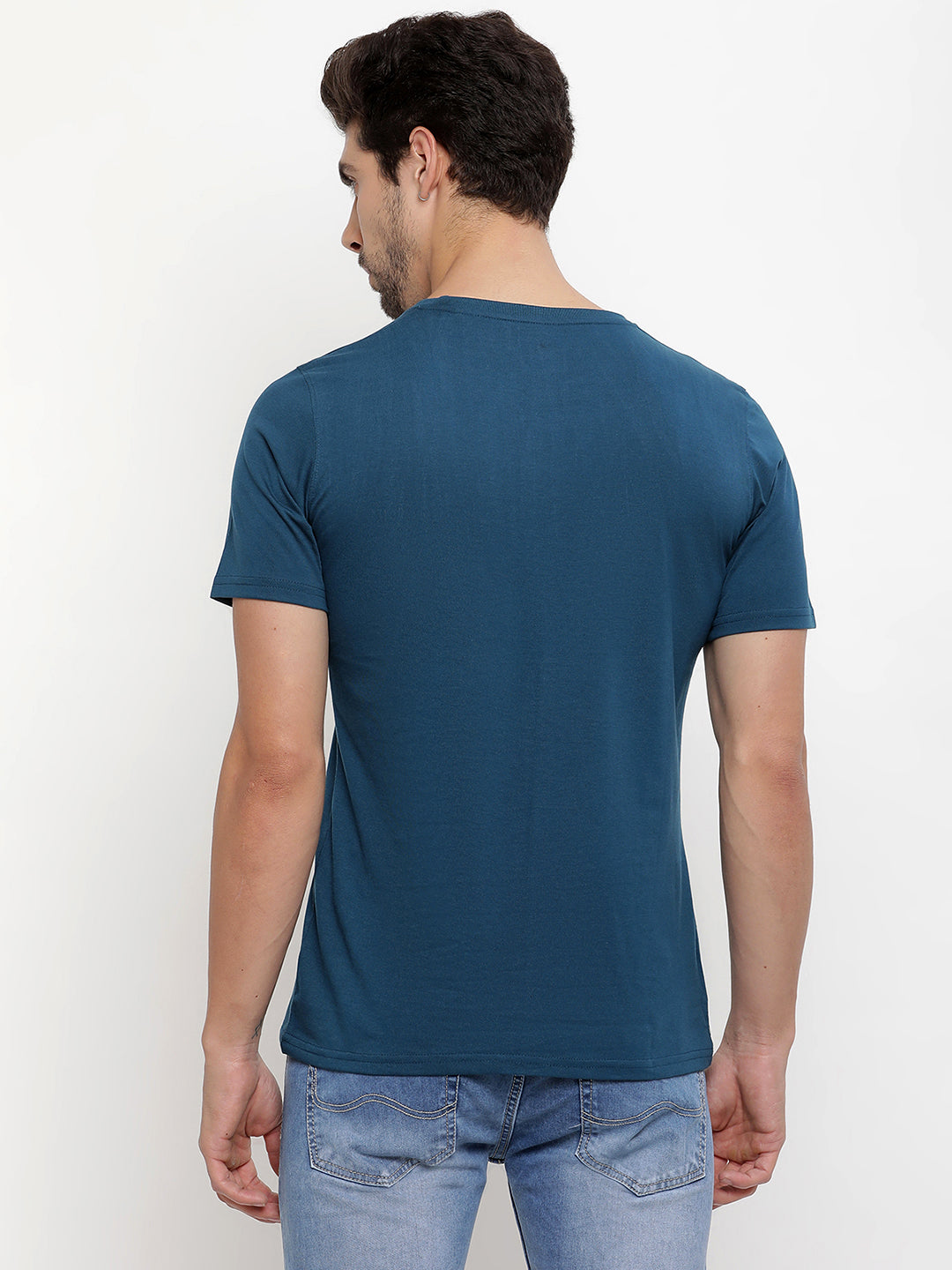 JUMP USA Men's Solid Round Neck T-shirt