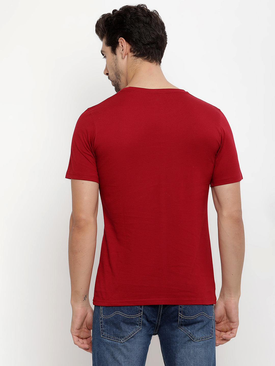 JUMP USA Men's Solid Round Neck T-shirt