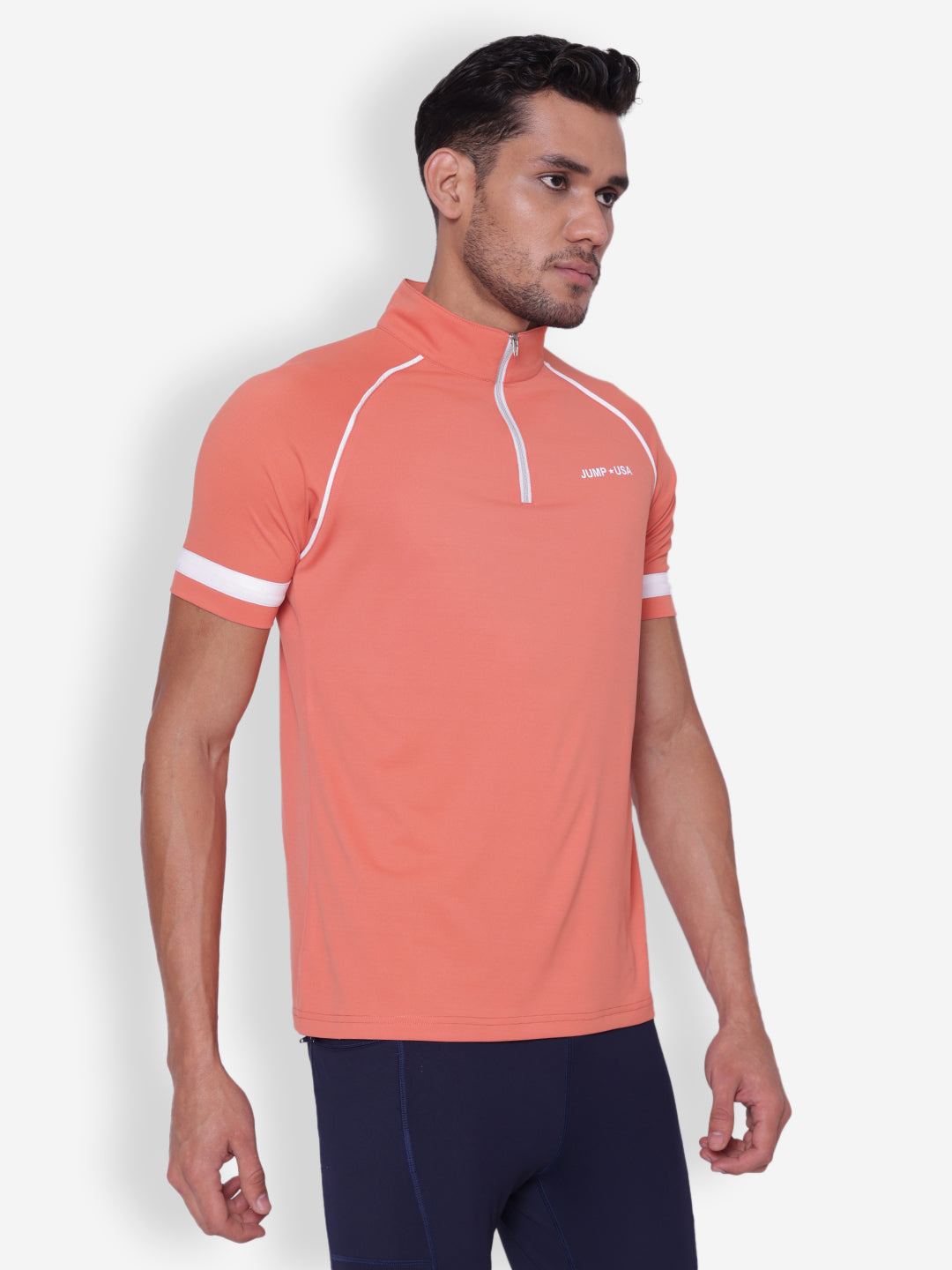 JUMP USA Men's High Neck Half Sleeve T-shirt