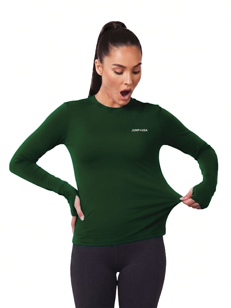 Jump USA Ladies Icefil Round Neck Full Sleeves Compression Fit Thumbhole T-Shirt