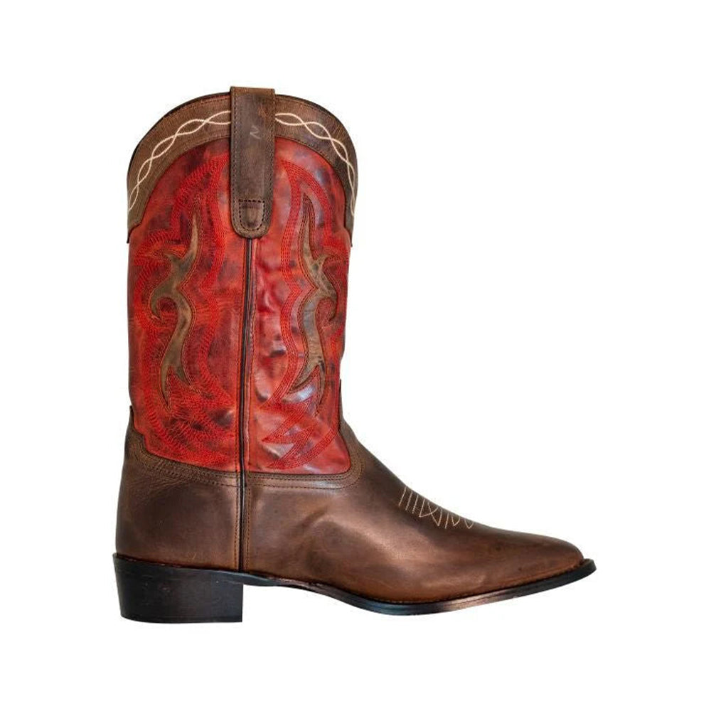 TuffRider Men's Mammoth Leather Distressed & Embroidered Square Toe Western Boots
