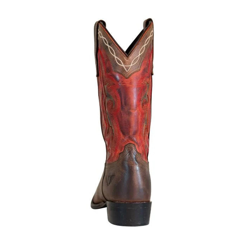 TuffRider Men's Mammoth Leather Distressed & Embroidered Square Toe Western Boots