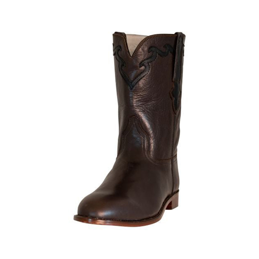 TuffRider Men's El Paso Leather Embroidered Round Toe Western Boots Brown