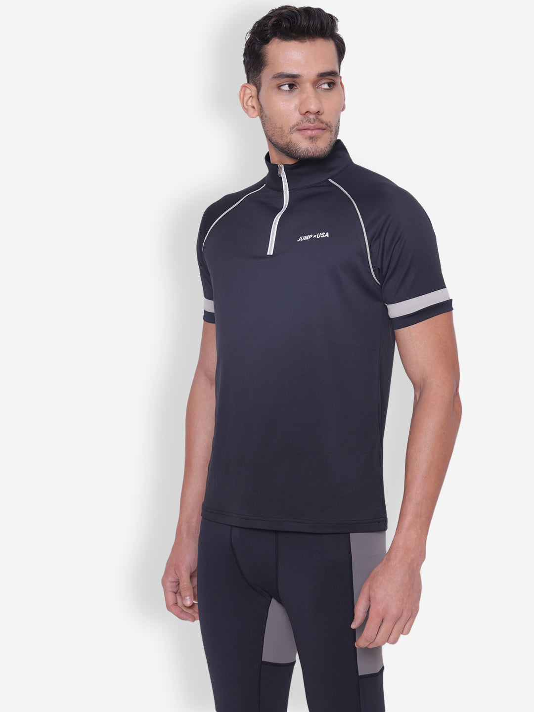 JUMP USA Mens High Neck Half Sleeve T-shirt