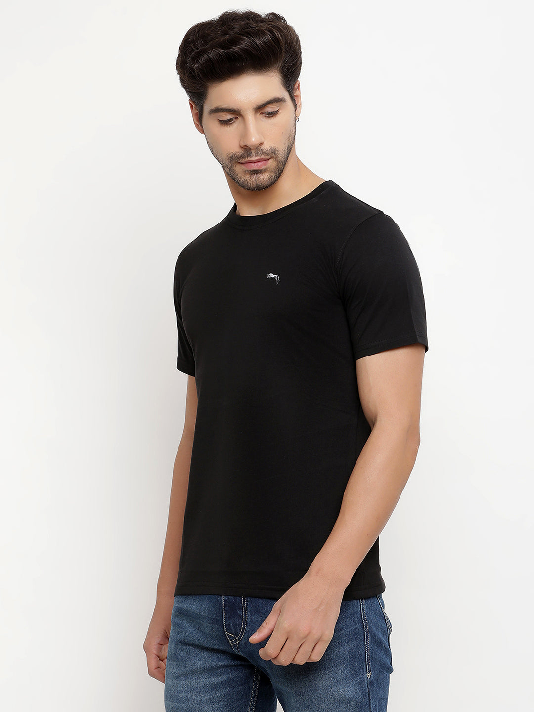 JUMP USA Unisex Solid Round Neck Cotton T-shirt